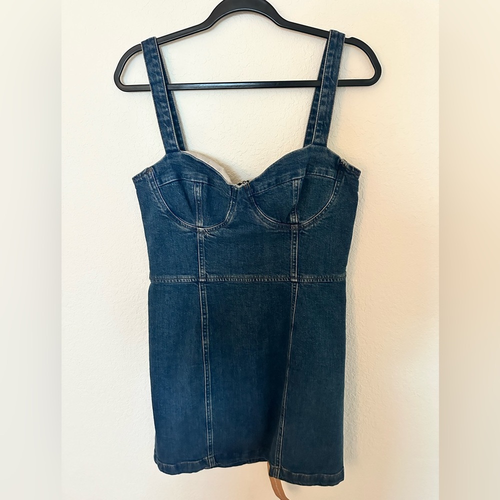 NWT Reformation Nikki Bustier Denim Mini Dress in Size 12